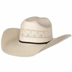 American Hats Fancy Vent Ivory Rancher Crease Straw Cowboy Hat