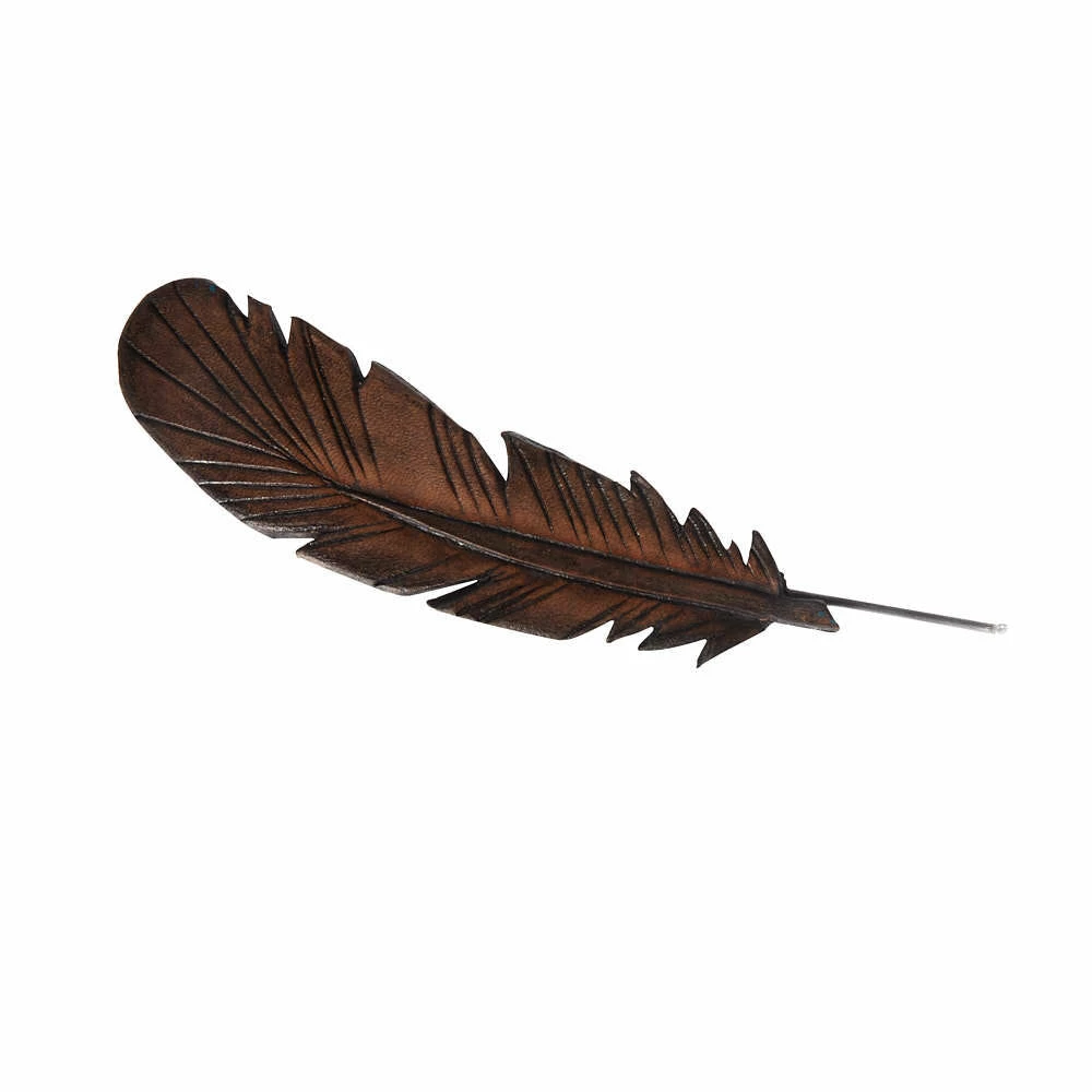 A Cowpokes Crown Leather Tooled Feather Hat Accessory 3 A Cowpokes Crown Leather Tooled Feather Hat Accessory