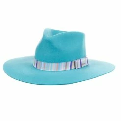 M&F Girls Pinch Front Turquoise Fashion Hat 3 1/2` Brim