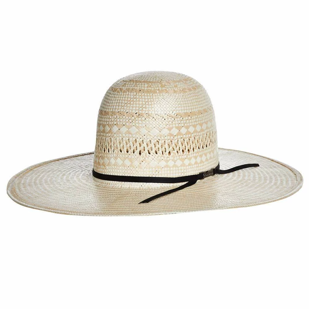 American Hats Poli Rope Tan & Natural Straw 5in. Brim Open Crown Cowboy Hat