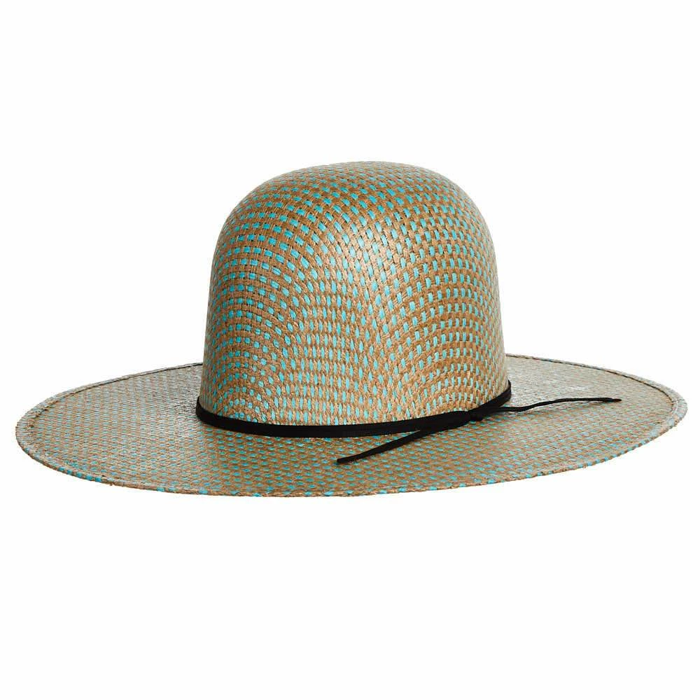Rodeo King Turquoise Jute Open Crown 4-1/2in. Brim Straw Cowboy Hat