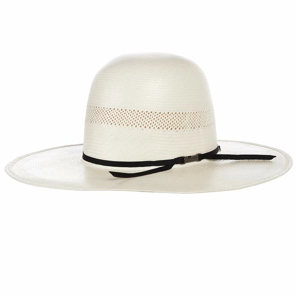 American Hats AHC 7104 Solid Weave Fancy Vent Ivory 4 1/4in. Brim Round Oval Open Crown Cowboy Hat