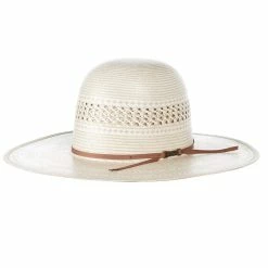 American Hats AHC 7700 Fancy Vent With Two Tone Ivory And Tan 4 1/4in. Brim Round Oval Open Crown Cowboy Hat