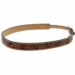 MF 3/4in. Floral Tooled With Blue Underlay Hat Band