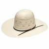 NRS 20X Ivory Double Row Fancy Vent 4 1/4 Inch Brim Open Crown Straw Cowboy Hat