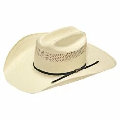 NRS 20X Single Row Vent Ivory Shantung 4 1/4 Inch Brim Precreased Straw Cowboy Hat