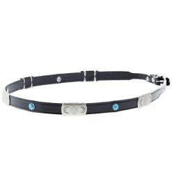 Austin Accent Inc. Black Leather Hat Band With Tbird And Turquoise Accent