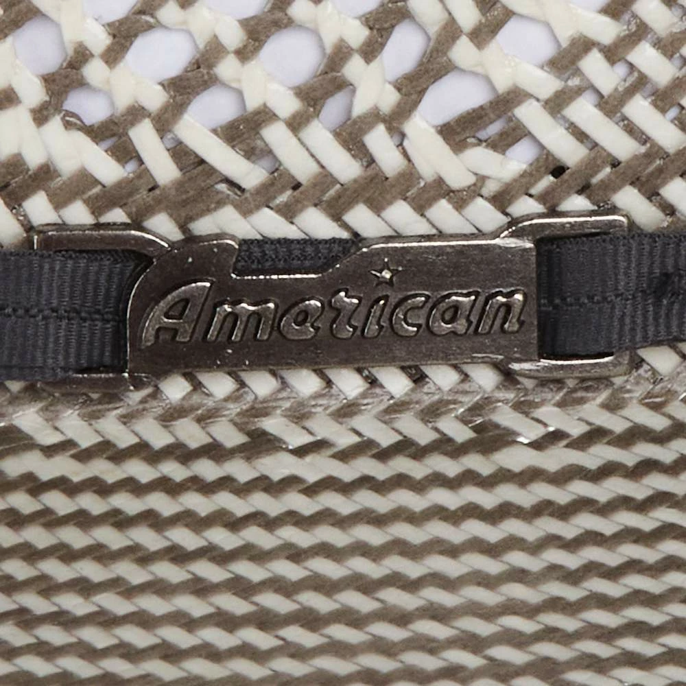 American Hats AHC 5100 Fancy Vent Two Tone Grey/Ivory 4 1/4in. Brim Round Oval Open Crown Cowboy Hat - Image 2