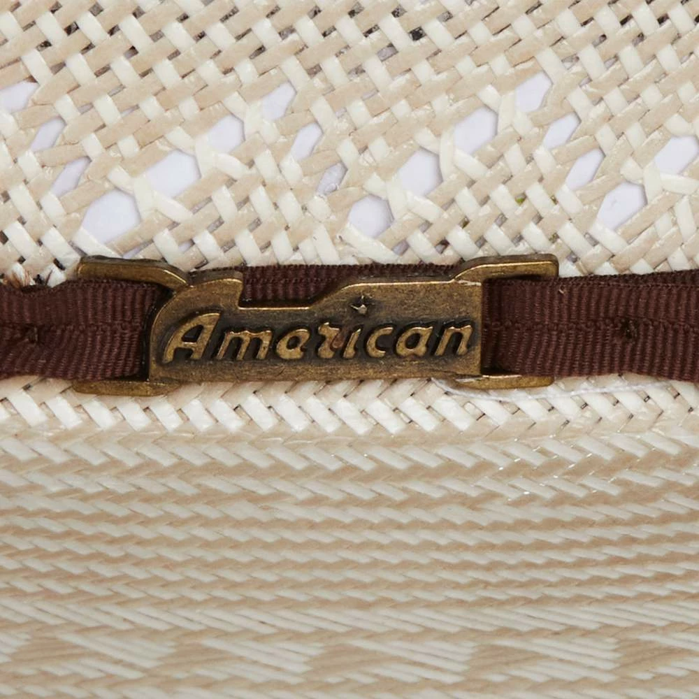 American Hats AHC 6200 Fancy Weave Fancy Vent Ivory And Tan 4 1/4in. Brim Round Oval Open Crown Cowboy Hat 4 American Hats AHC 6200 Fancy Weave Fancy Vent Ivory And Tan 4 1/4in. Brim Round Oval Open Crown Cowboy Hat - Image 2