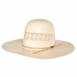 American Hats Solid Ivory And Tan Line Vent 4 1/4` Brim Champagne Band Straw Hat -NRS World Sales 6800S2CCHAMP42 41