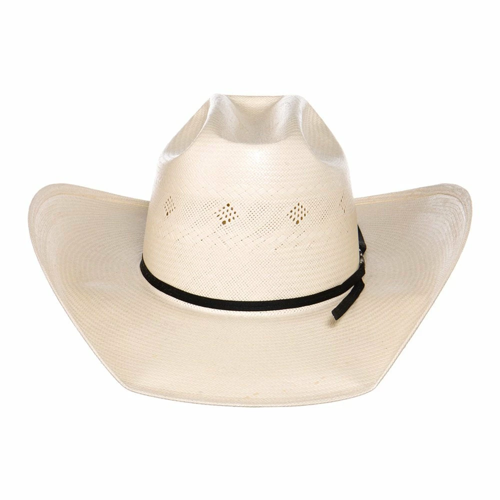 American Hats Fancy Vent Ivory Black 4-1/4in. Brim Round Oval Straw Cowboy Hat 4 American Hats Fancy Vent Ivory Black 4-1/4in. Brim Round Oval Straw Cowboy Hat - Image 2