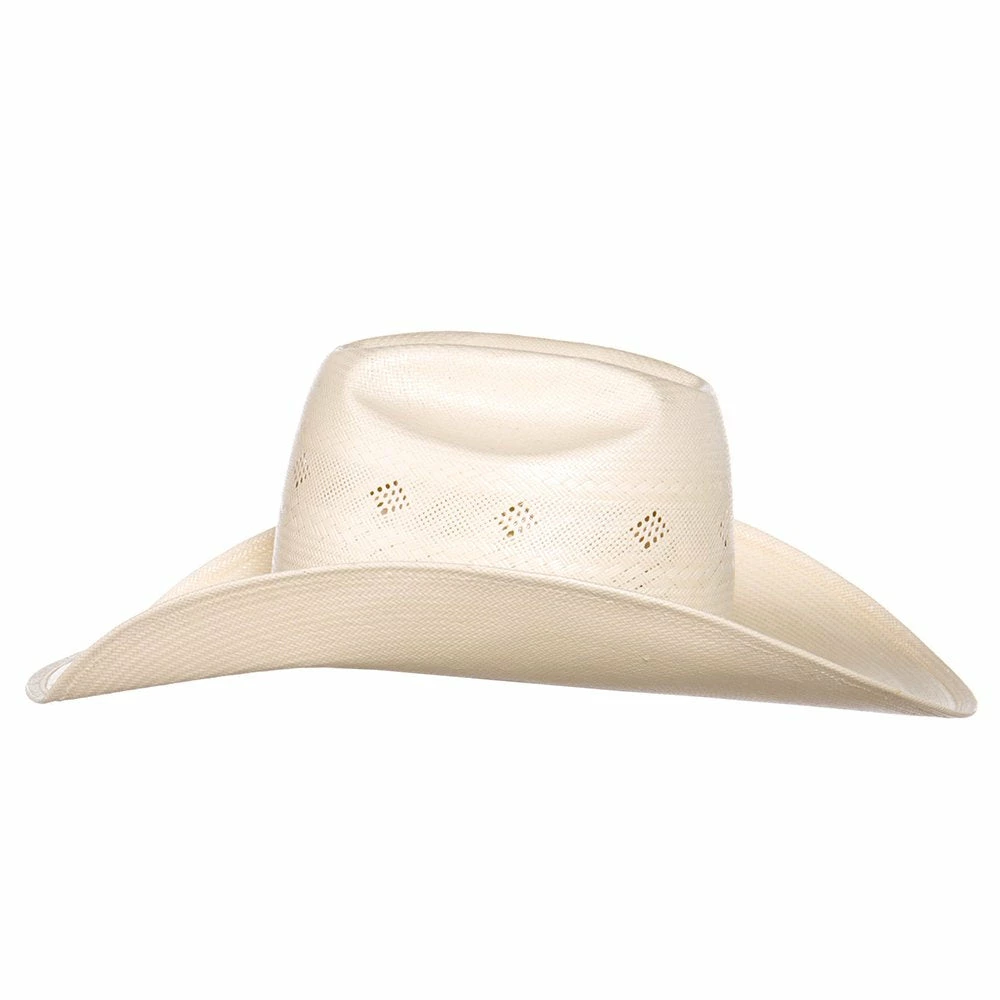 American Hats Fancy Vent Ivory Black 4-1/4in. Brim Round Oval Straw Cowboy Hat 5 American Hats Fancy Vent Ivory Black 4-1/4in. Brim Round Oval Straw Cowboy Hat - Image 3