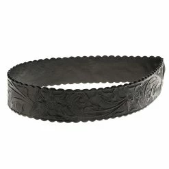 Austin Accent 1-1/2in. Black Floral Leather W/Tie Hat Band