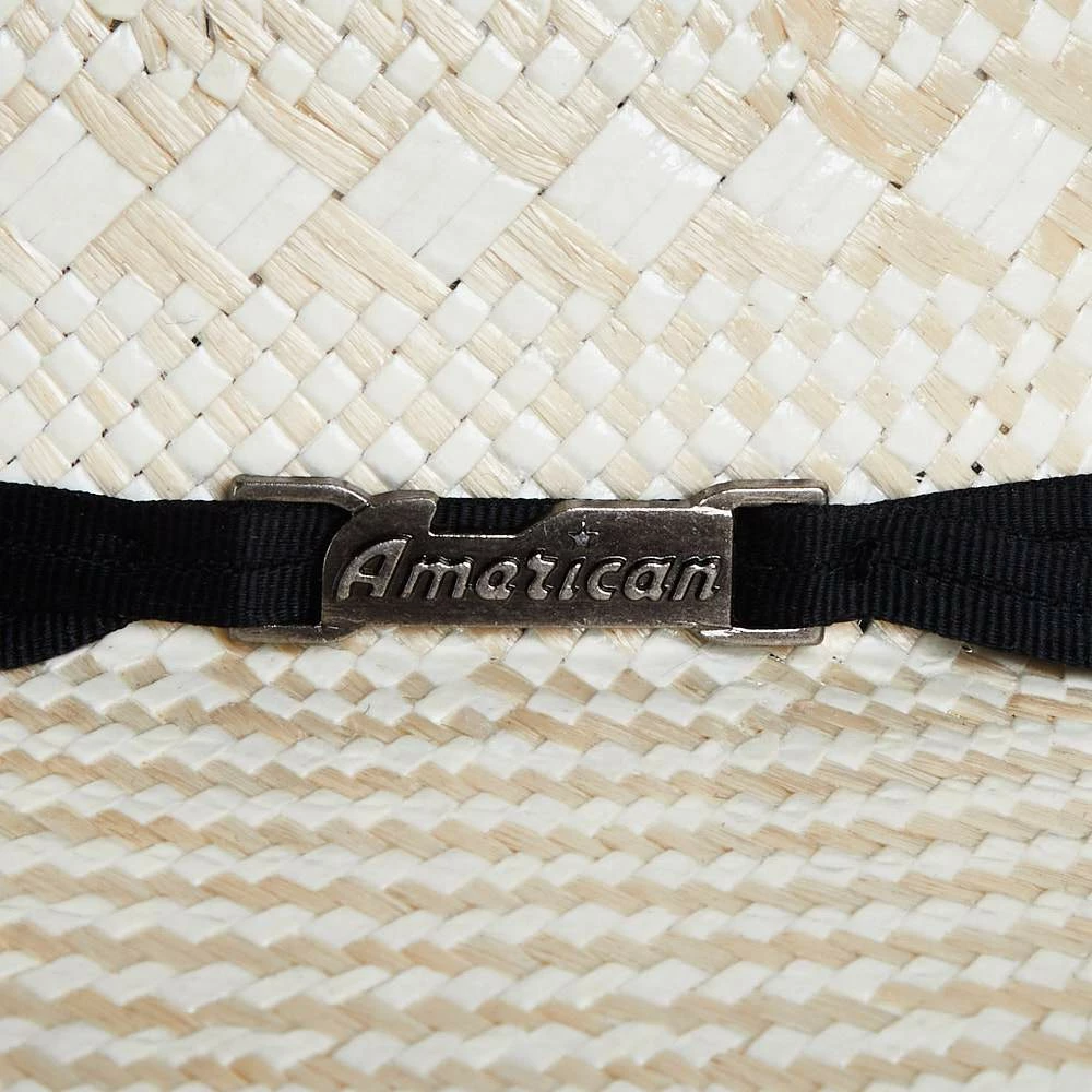 American Hats Poli Rope Tan & Natural Straw 5in. Brim Open Crown Cowboy Hat - Image 2