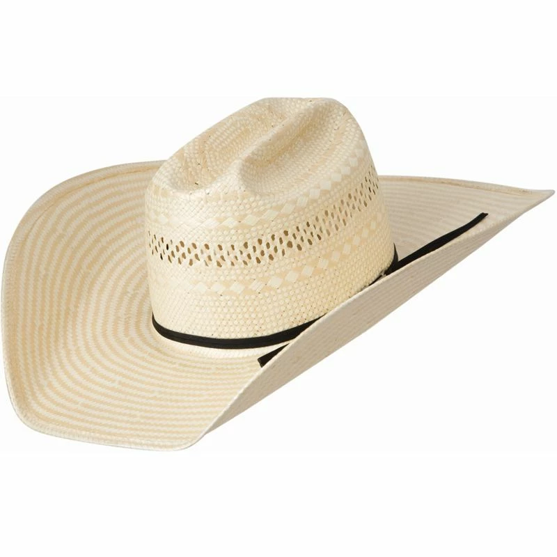 American Hats Poli Rope Tan & Natural Straw 5in. Brim Open Crown Cowboy Hat - Image 3
