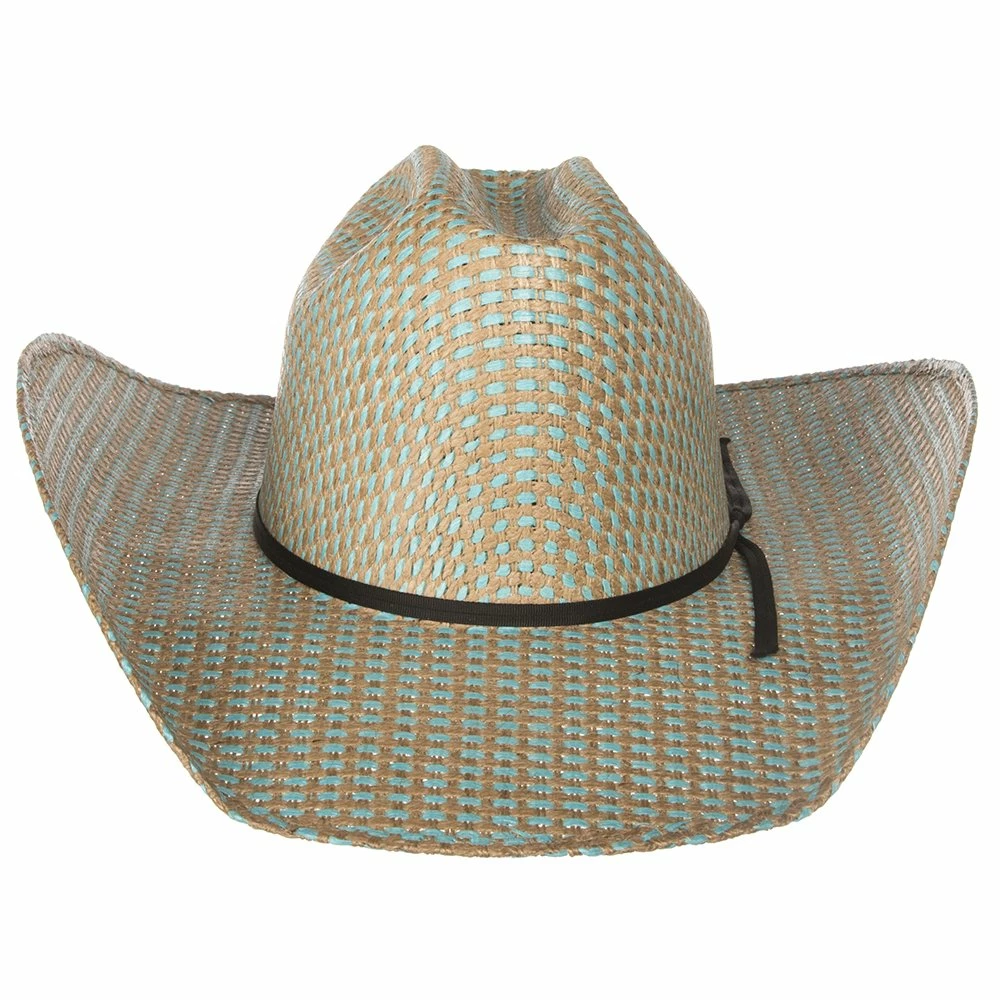 Rodeo King Turquoise Jute Open Crown 4-1/2in. Brim Straw Cowboy Hat - Image 3