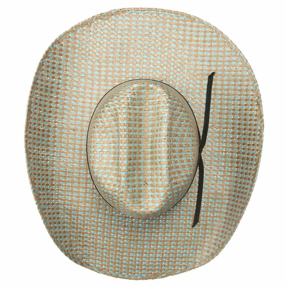 Rodeo King Turquoise Jute Open Crown 4-1/2in. Brim Straw Cowboy Hat - Image 4