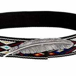 Alternative view of Rodeo King Black Woven Hat Band With Silver Feather Concho