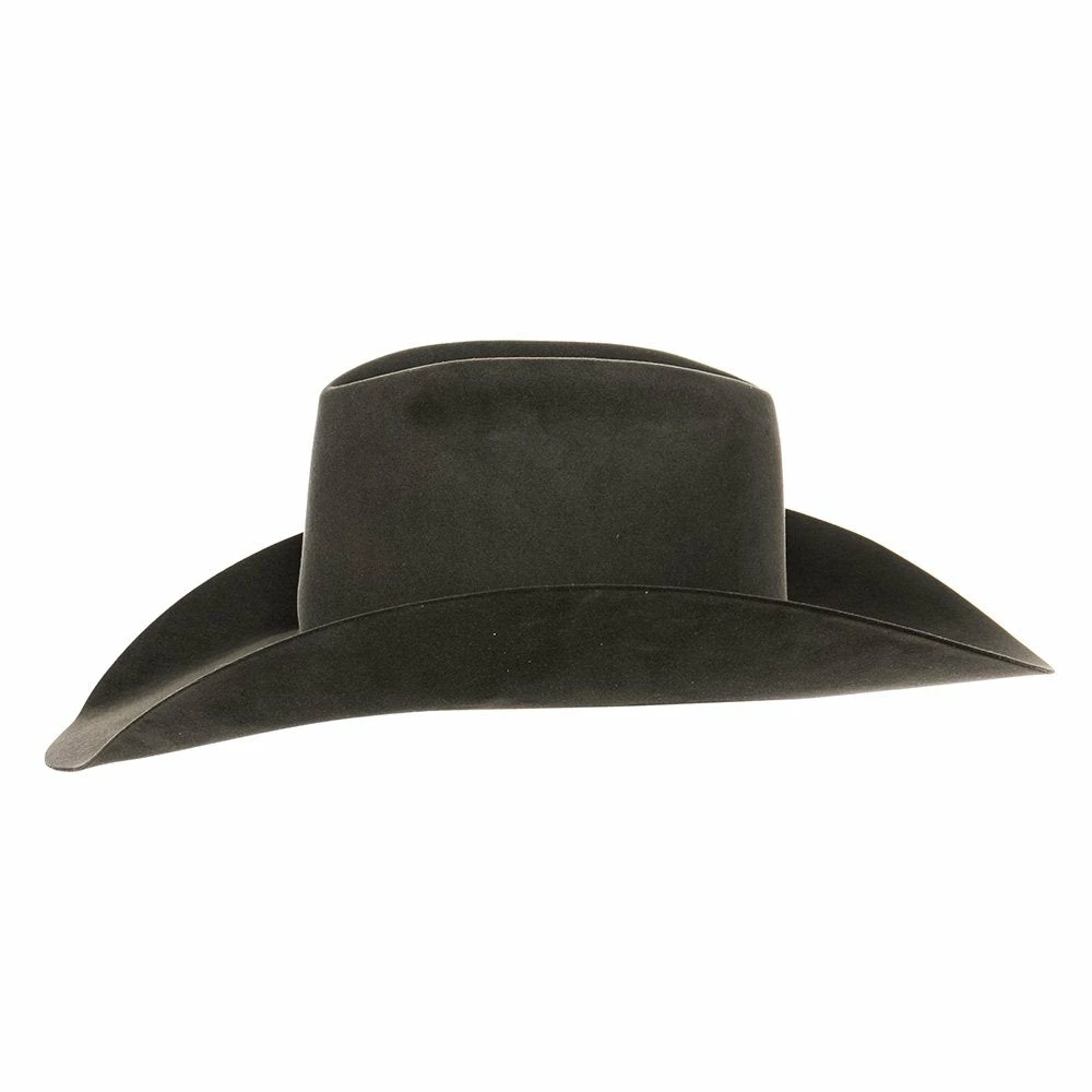 Rodeo King 60X Charcoal Open Crown 4 1/2in. Brim Self Band Felt Cowboy Hat 6 Rodeo King 60X Charcoal Open Crown 4 1/2in. Brim Self Band Felt Cowboy Hat - Image 4