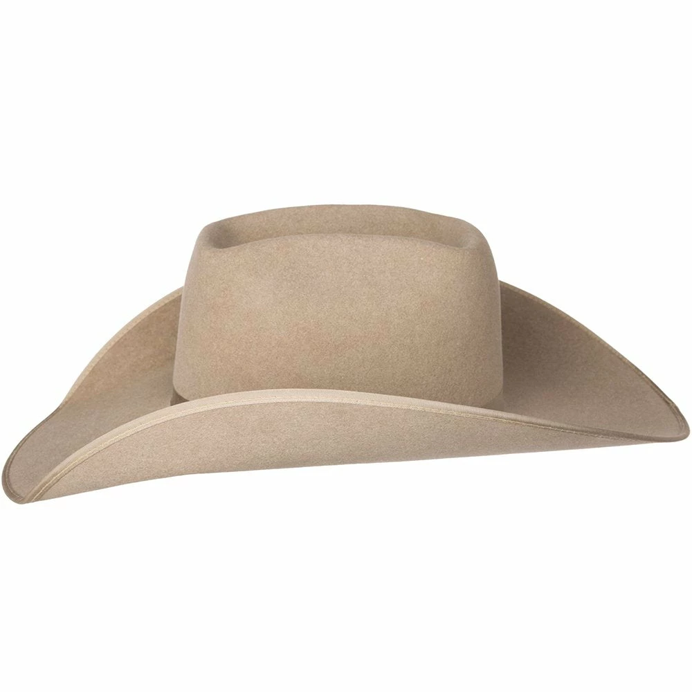 Rodeo King 7X Ash/Natural Bound Edge Open Crown 4-1/2in. Brim Natural Band Felt Cowboy Hat 6 Rodeo King 7X Ash/Natural Bound Edge Open Crown 4-1/2in. Brim Natural Band Felt Cowboy Hat - Image 4