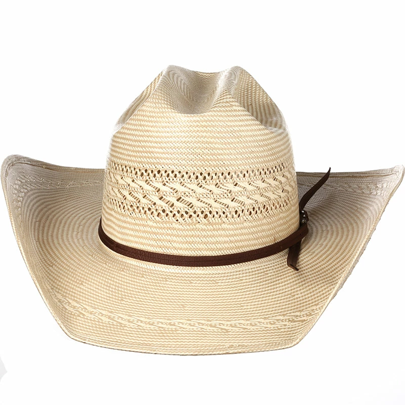 American Hats Tuf Cooper Collection 20 Star Ivory-Tan Fancy Weave 4-1/4in. Brim Straw Cowboy Hat 4 American Hats Tuf Cooper Collection 20 Star Ivory-Tan Fancy Weave 4-1/4in. Brim Straw Cowboy Hat - Image 2