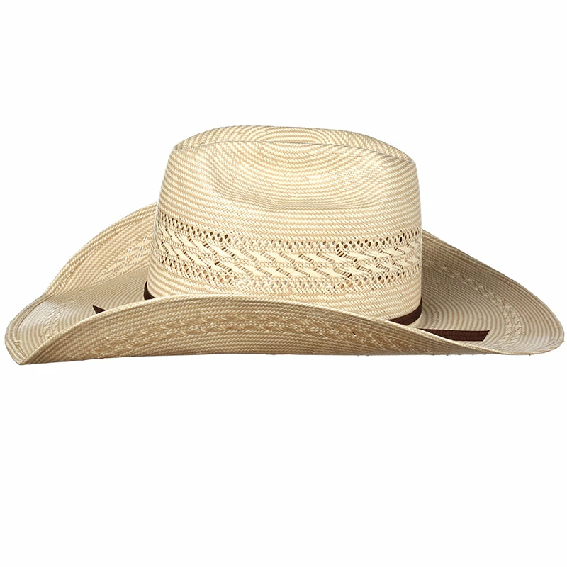 American Hats Tuf Cooper Collection 20 Star Ivory-Tan Fancy Weave 4-1/4in. Brim Straw Cowboy Hat 5 American Hats Tuf Cooper Collection 20 Star Ivory-Tan Fancy Weave 4-1/4in. Brim Straw Cowboy Hat - Image 3